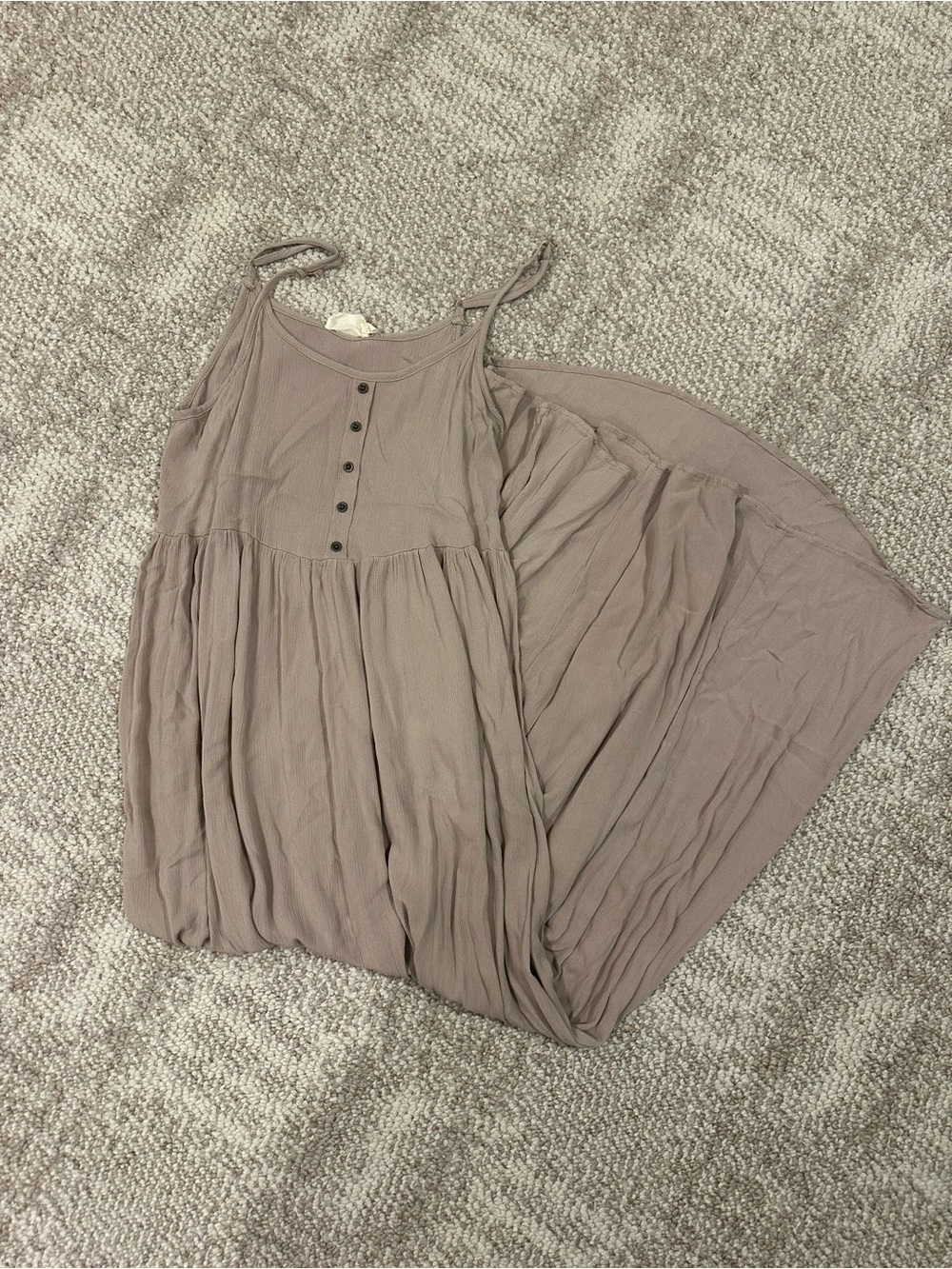 Taupe Maxi Tank Dress with Button Front